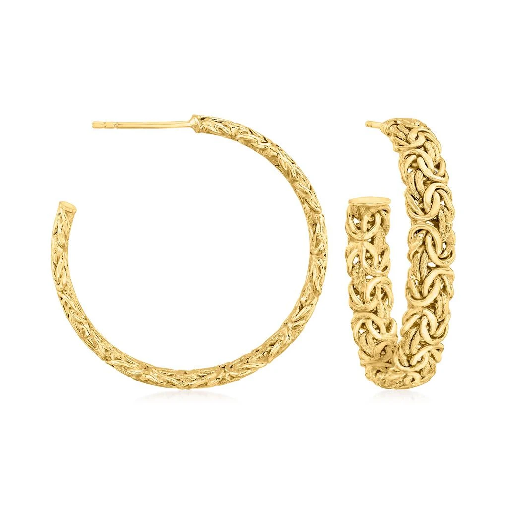 商品Canaria Fine Jewelry|Canaria 10kt Yellow Gold Textured and Polished Byzantine C-Hoop Earrings,价格¥2771,第1张图片