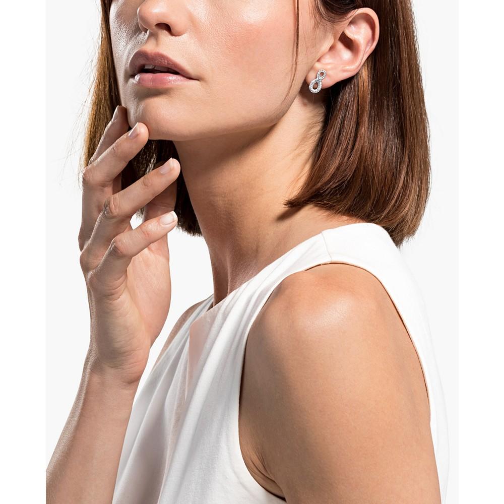女款时尚 银调水晶无限耳钉商品第2张图片规格展示