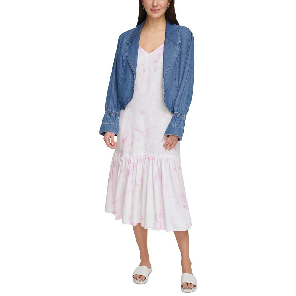 商品DKNY|Women's Cotton Denim Notched Collar Cropped Blazer,价格¥386,第4张图片详细描述