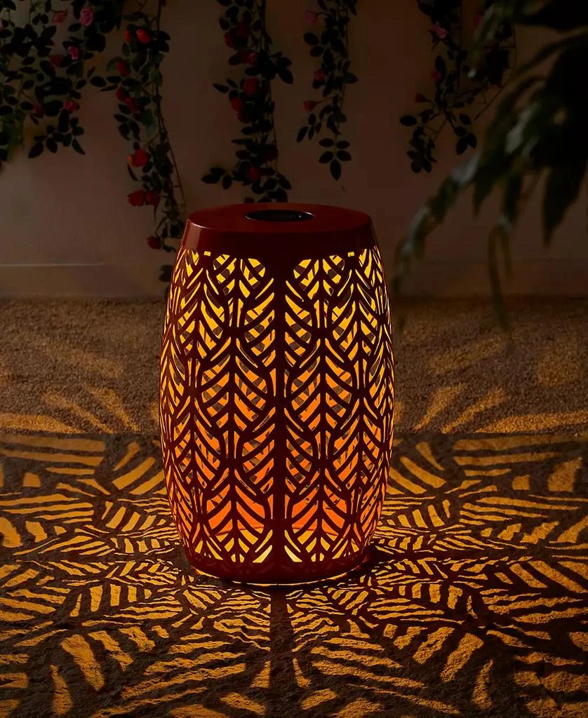 Multi-Functional Orange Iron Leaf Pattern Solar Powered Garden Stools or Planter Stand 商品
