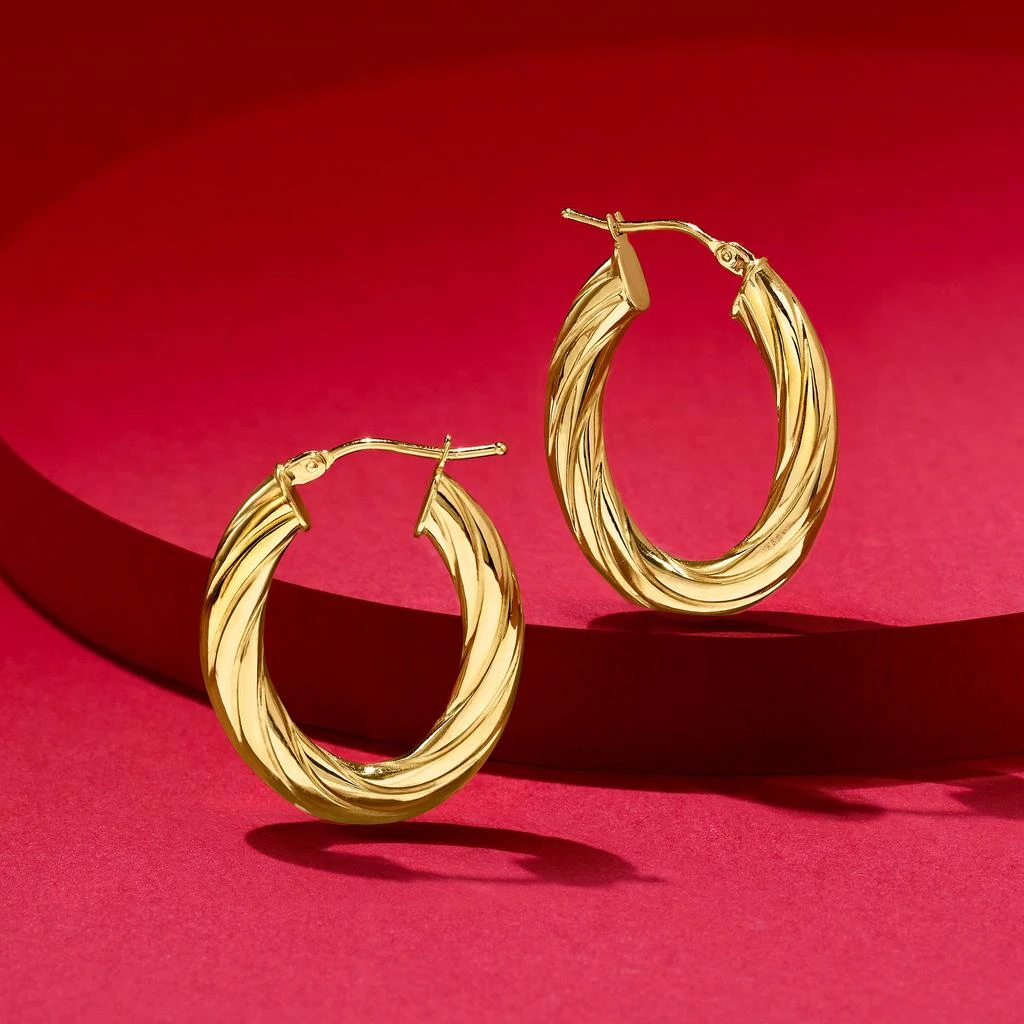 商品Ross-Simons|Ross-Simons Italian Fluted 14kt Yellow Gold Oval Hoop Earrings,价格¥1260,第3张图片详细描述