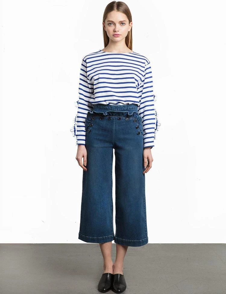商品Pixie Market|Ruffled Sleeve Striped Top,价格¥447,第1张图片