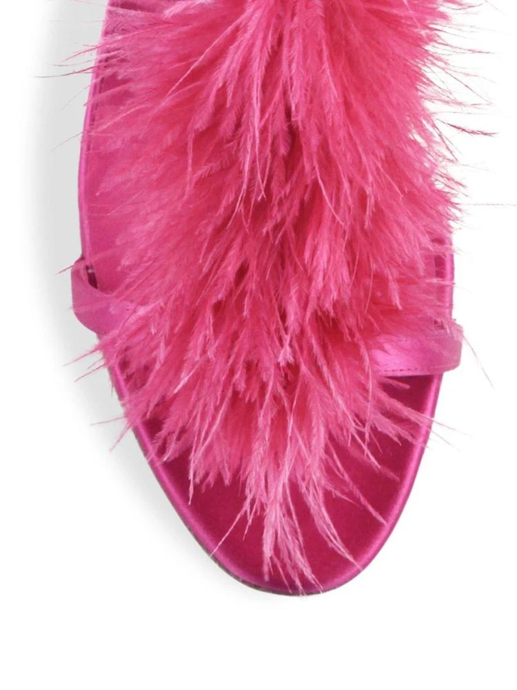 商品Manolo Blahnik|Eila Feather-Trimmed Satin T-Strap Sandals,价格¥2683,第3张图片详细描述