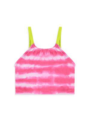 Little Girl's 2-Piece Reversible Tie-Dye Print Swimsuit商品第4张图片规格展示