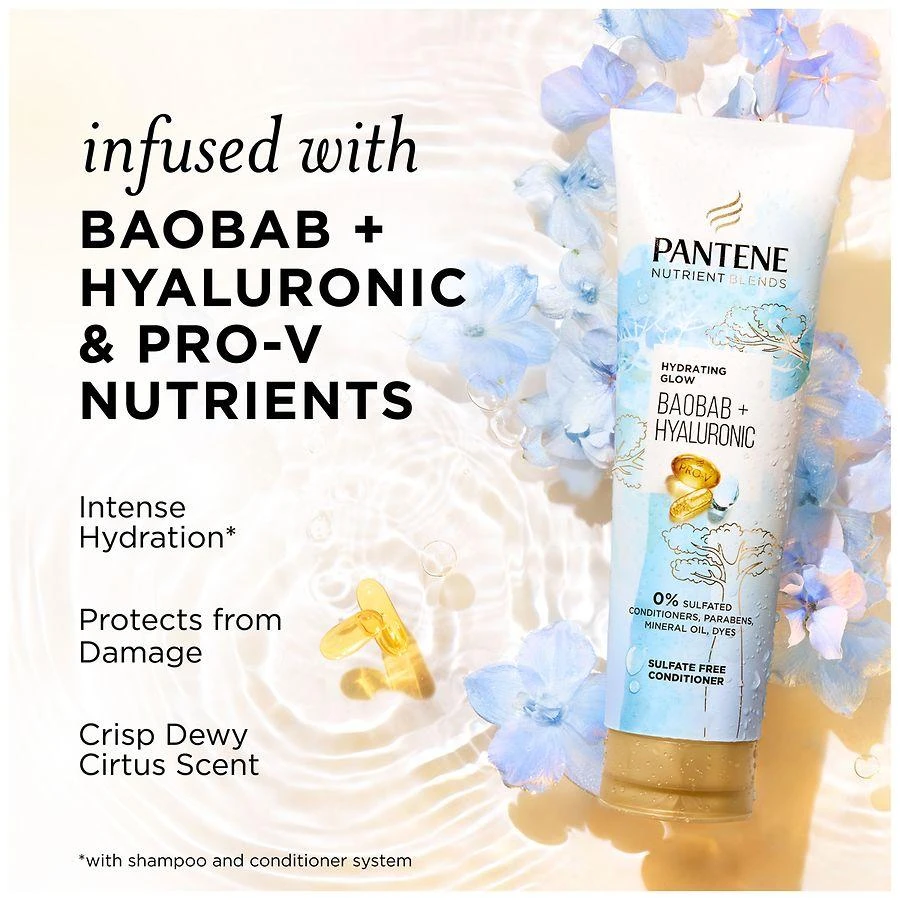 商品Pantene Nutrient Blends|Hydrating Glow Baobab + Hyaluronic Sulfate Free Conditioner Fresh,价格¥96,第2张图片详细描述