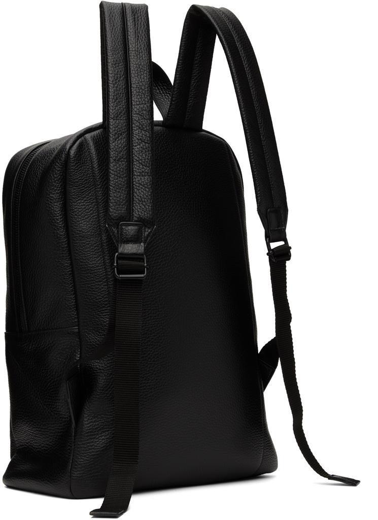 Black Textured Leather Simple Backpack商品第3张图片规格展示