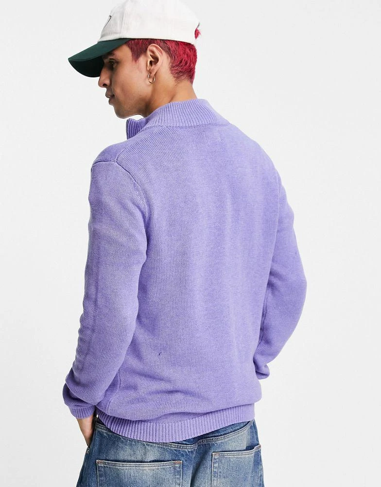 商品ASOS|ASOS DESIGN midweight half zip cotton jumper in lilac,价格¥159,第2张图片详细描述