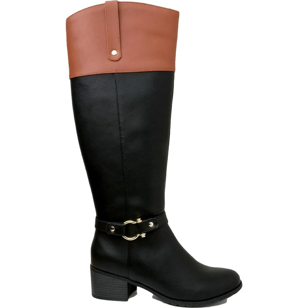 商品Karen Scott|Karen Scott Womens Vickyy Faux Leather Stacked Heel Knee-High Boots,价格¥92,第2张图片详细描述