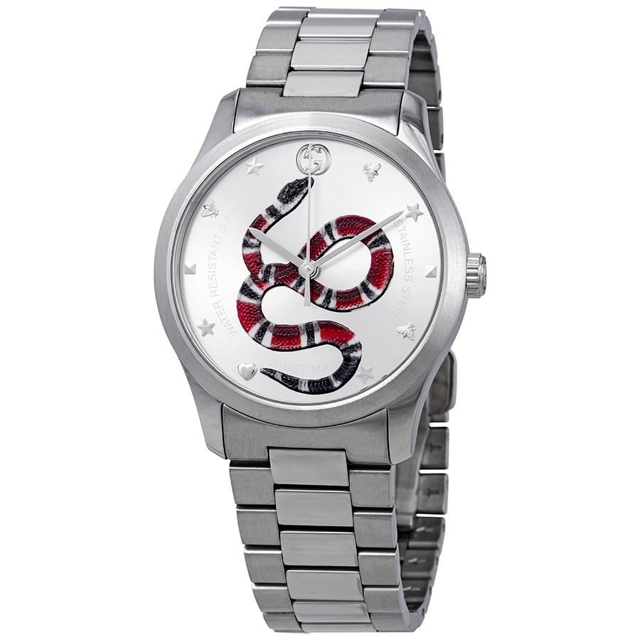 Pre-owned Gucci G-Timeless Silve (Snake Motif) Dial Unisex Watch YA1264076商品第1张图片规格展示