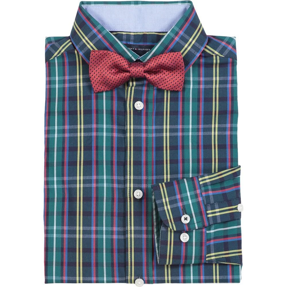 商品Tommy Hilfiger|Big Boys Long Sleeve Stretch Sartorial Plaid Shirt with Bow Tie,价格¥133,第2张图片详细描述