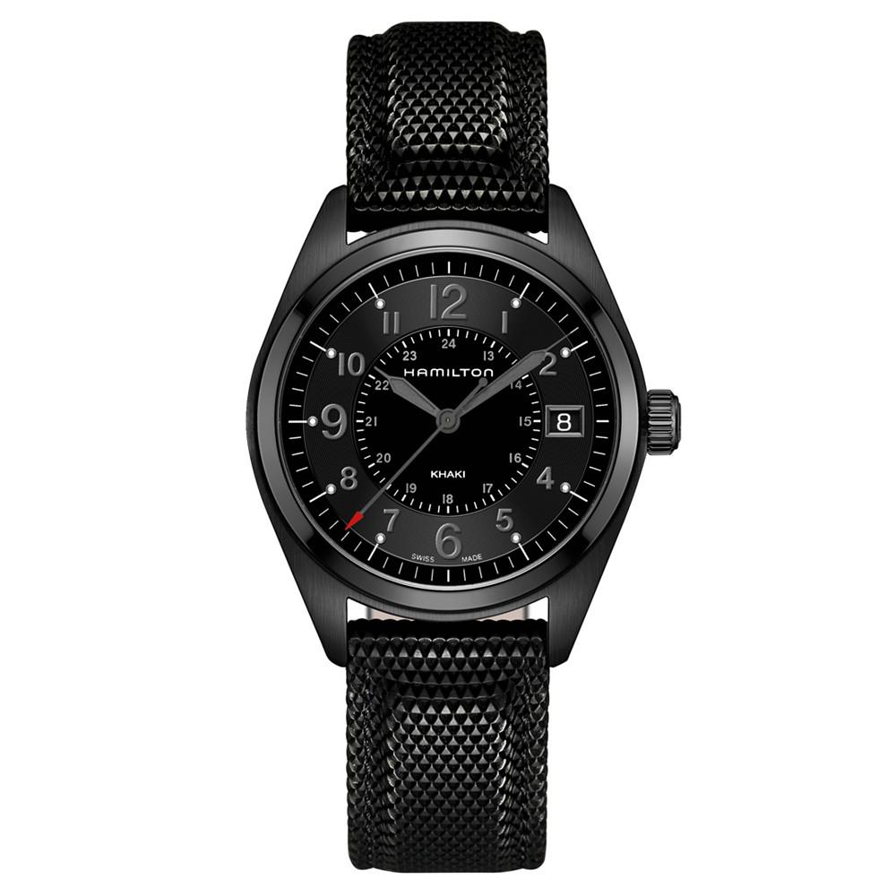 Men's Swiss Khaki Field Black Rubber Strap Watch 40mm H68401735商品第2张图片规格展示