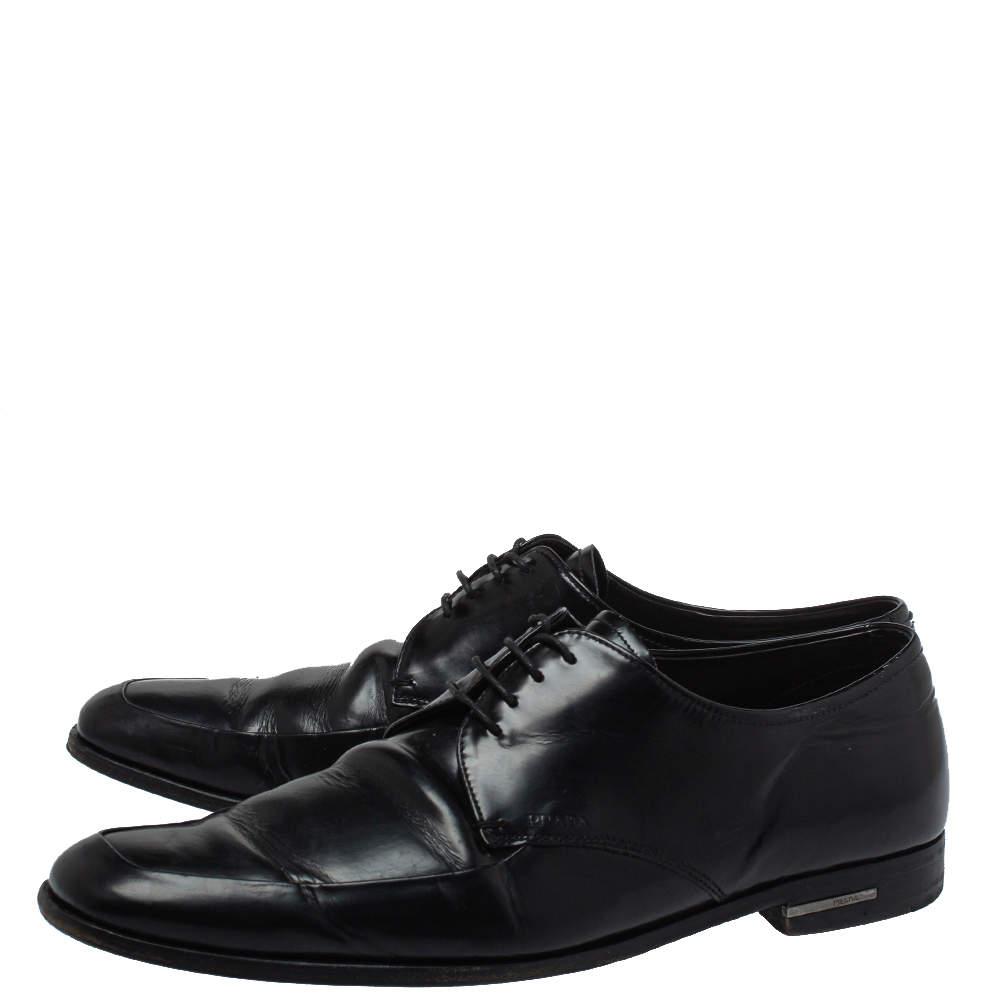 Prada Black Leather Lace Up Derby Size 43商品第4张图片规格展示