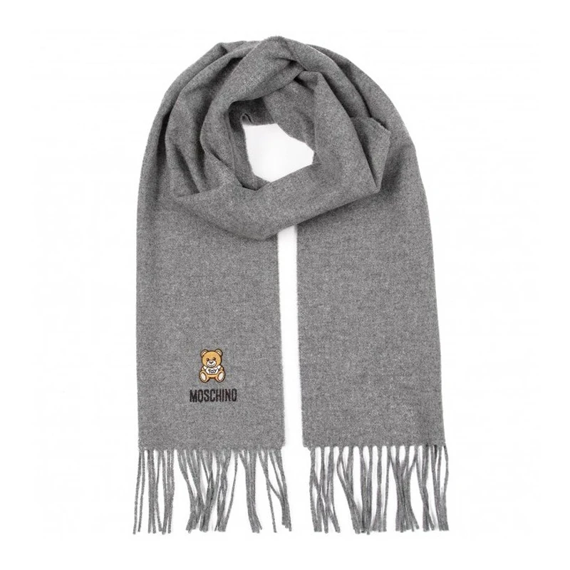 MOSCHINO 女士灰色小熊流苏围巾 50124-M5293-014 商品