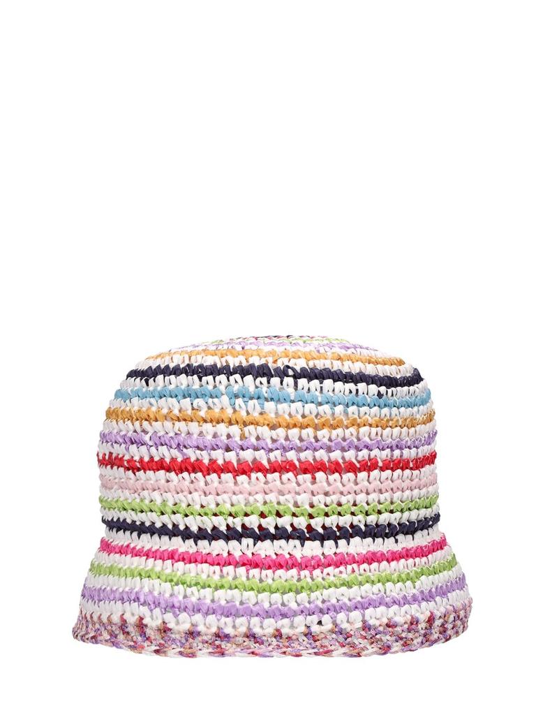 Striped Viscose Crochet Bucket Hat商品第2张图片规格展示