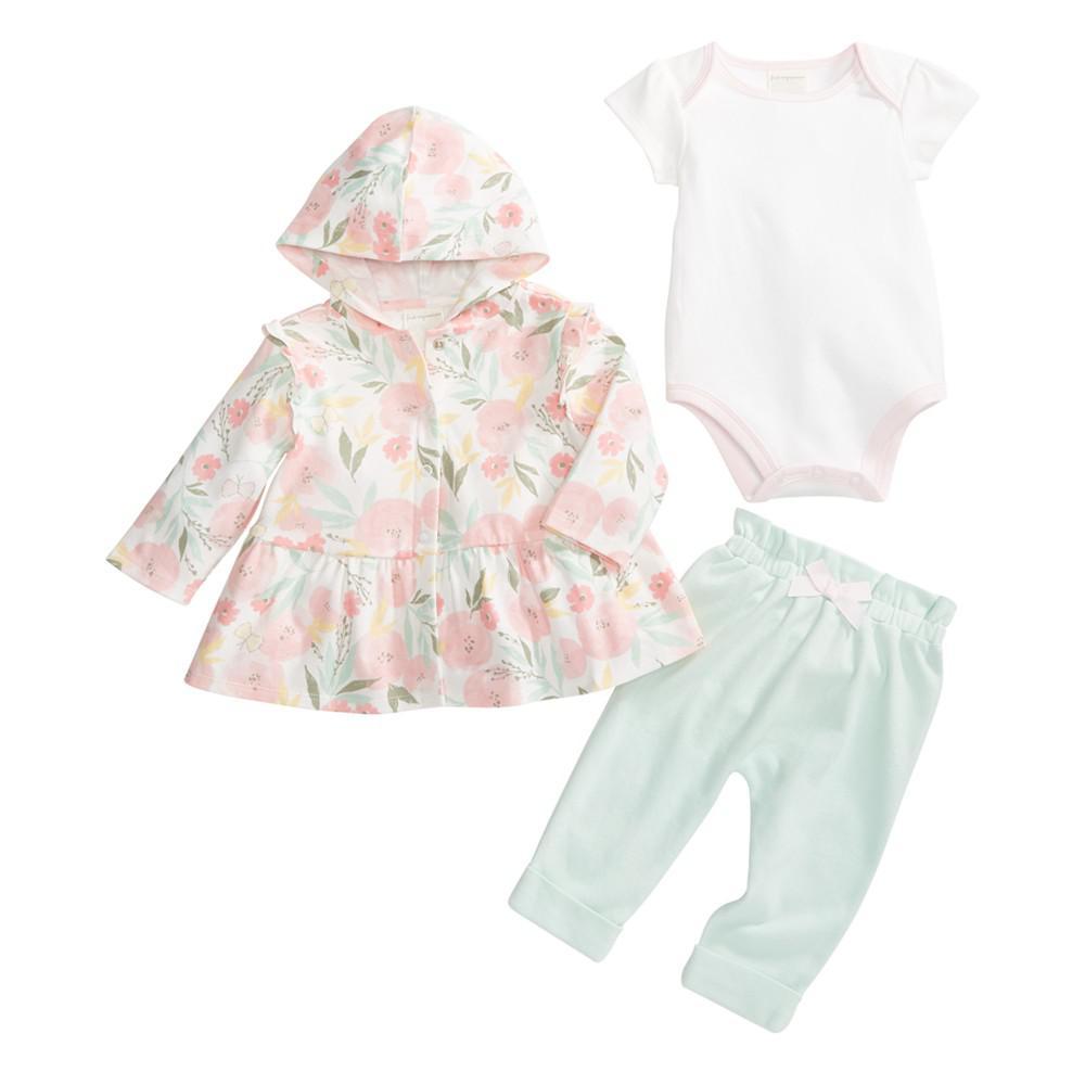 商品First Impressions|Baby Girls Avery 3-Pc. Jacket, Bodysuit & Pants Take Me Home Set, Created for Macy's,价格¥96,第1张图片