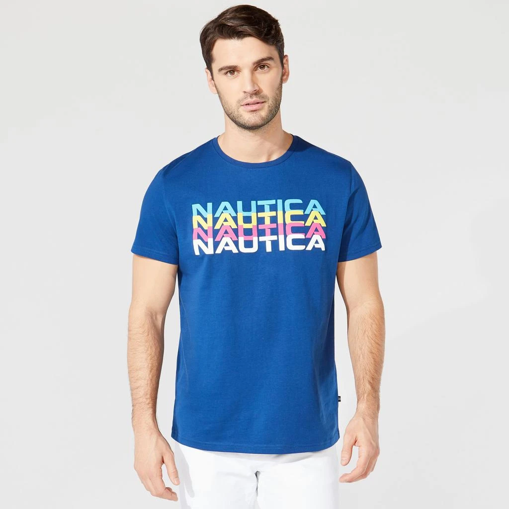 商品Nautica|Mens Big & Tall Multiple Logo Graphic T-Shirt,价格¥111,第2张图片详细描述