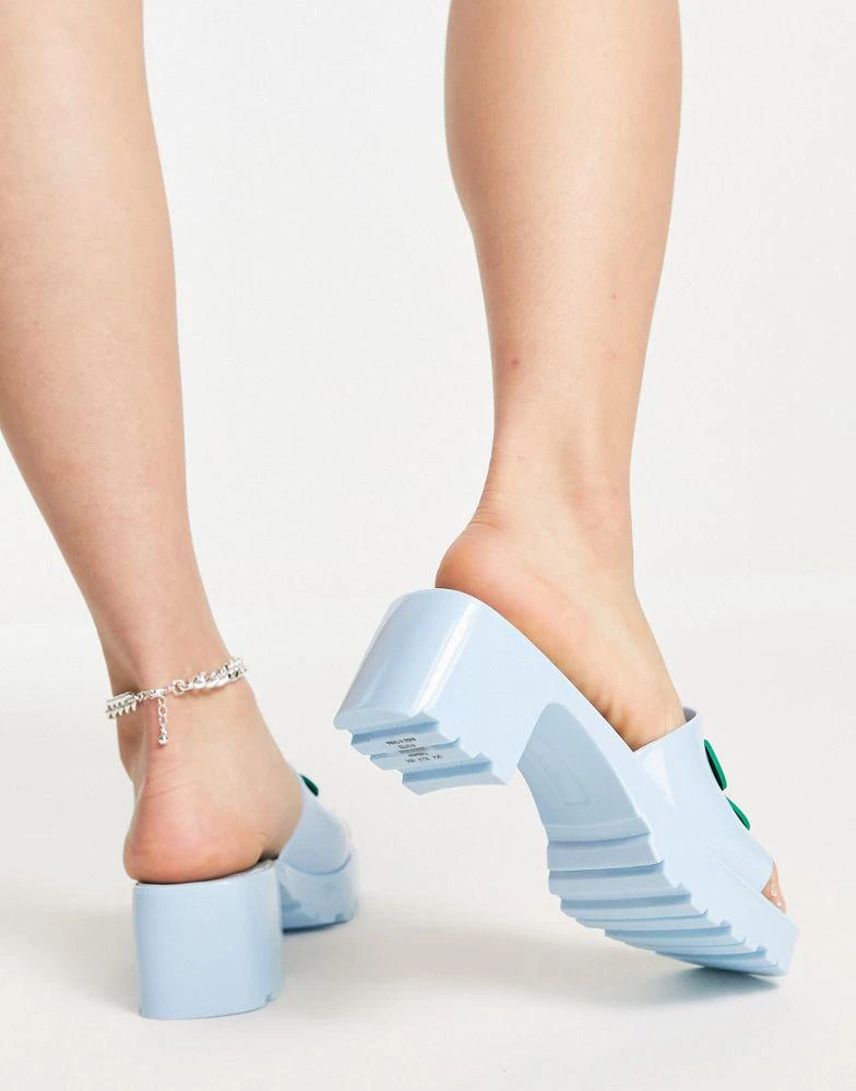 商品ASOS|ASOS DESIGN Heat daisy jelly heeled mules in blue,价格¥98,第3张图片详细描述