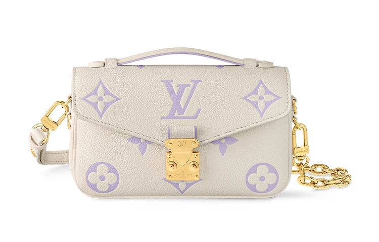 商品[国内直发] Louis Vuitton|Pochette Metis EW 可拆卸可调节肩带S锁式闭合 牛皮 小邮差包手提单肩斜挎包 女款 拿铁白拼淡紫色,价格¥32057,第1张图片
