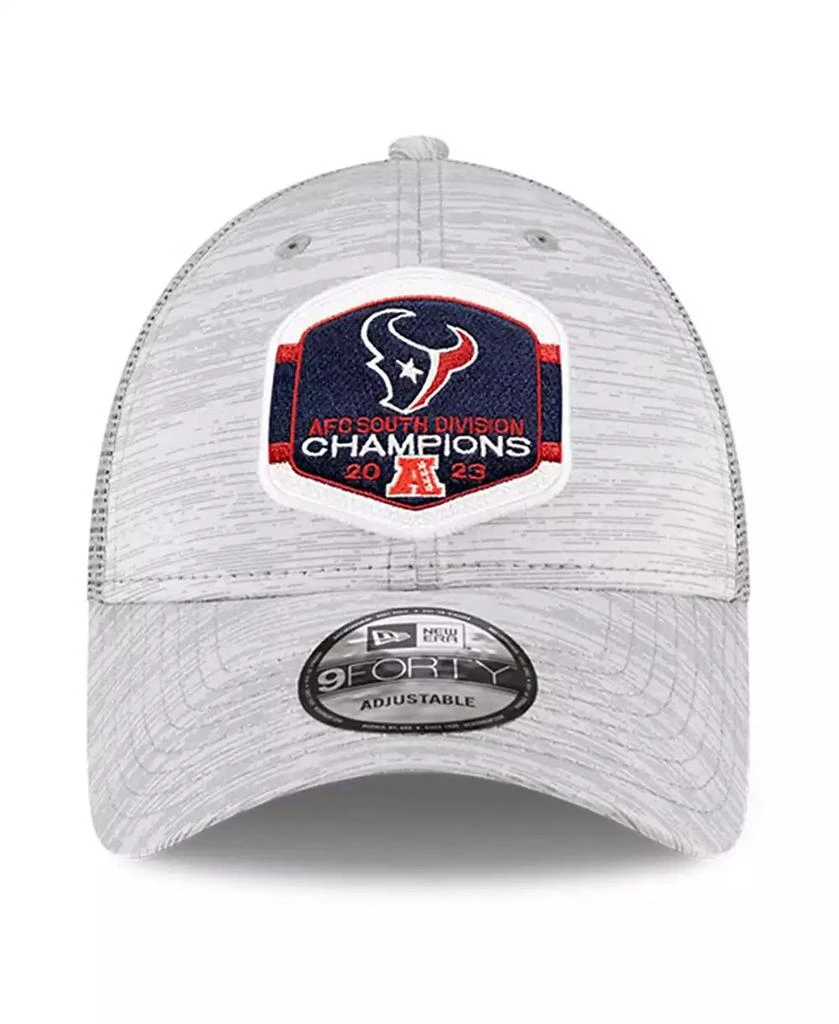 商品New Era|Men's Heather Gray Houston Texans 2023 AFC South Division Champions Locker Room Trophy Collection 9FORTY Trucker Adjustable Hat,价格¥247,第3张图片详细描述