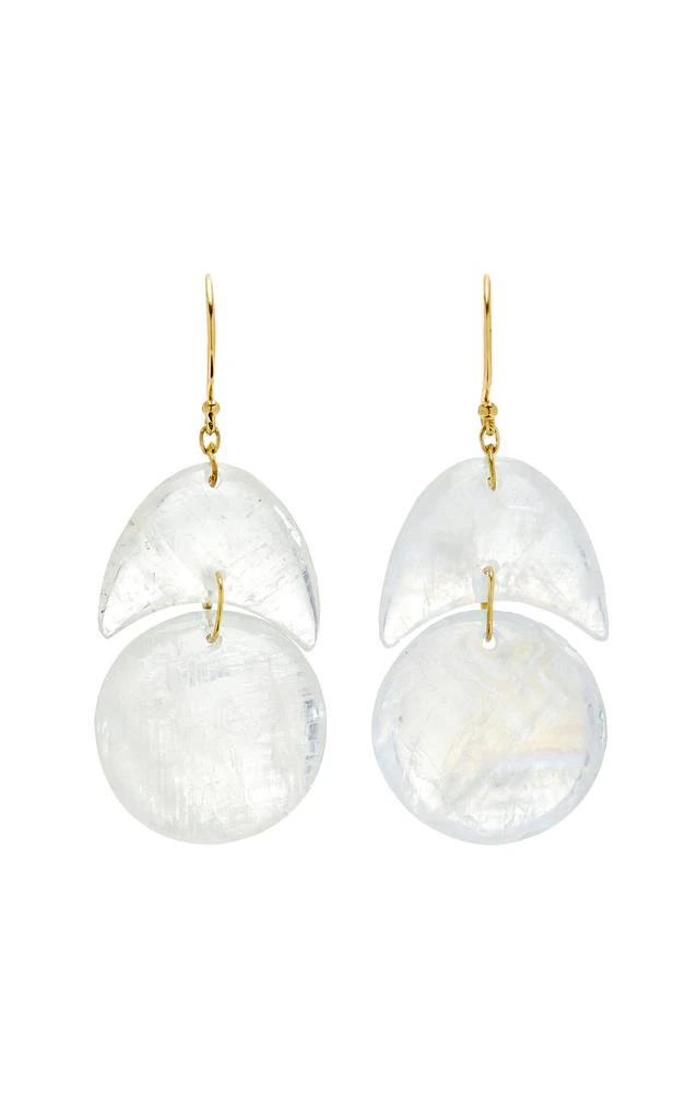 商品Ten Thousand Things|Ten Thousand Things - Tiny Arps 18K Yellow Gold Moonstone Earrings - White - OS - Moda Operandi - Gifts For Her,价格¥5977,第1张图片