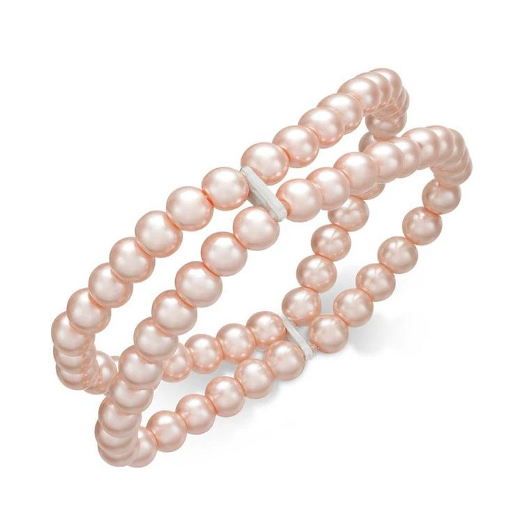 商品Charter Club|Silver-Tone Pink Imitation Pearl Double-Row Stretch Bracelet, Created for Macy's,价格¥55,第1张图片