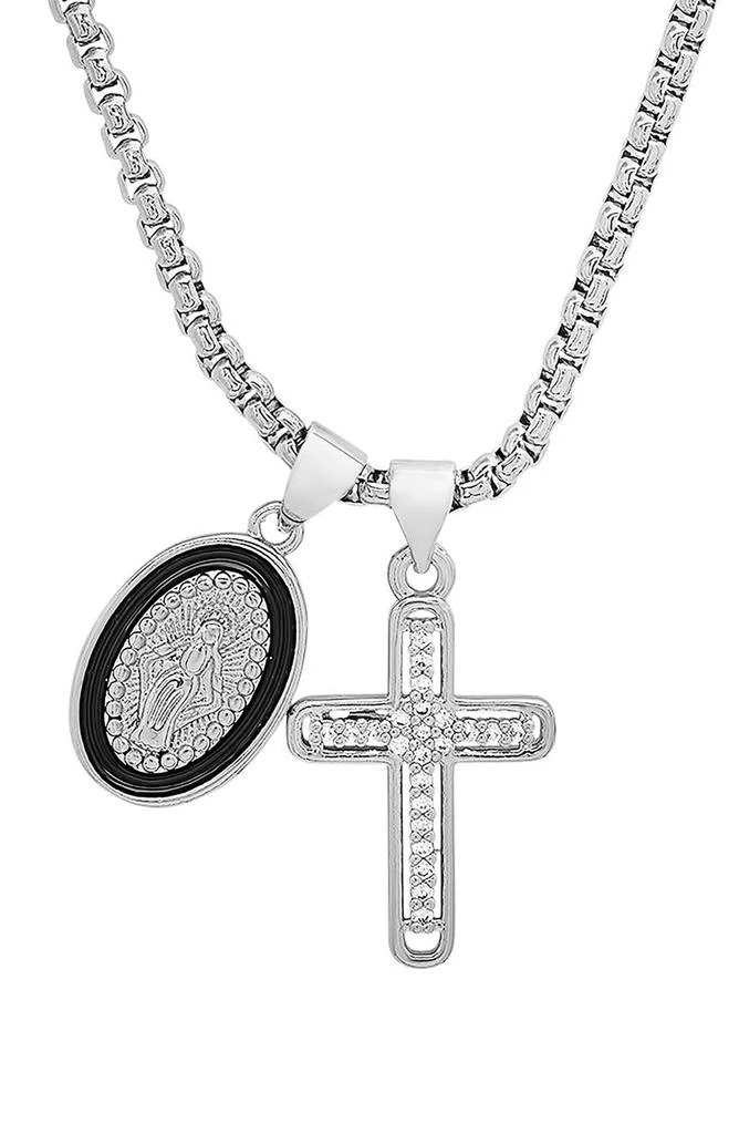 商品HMY JEWELRY|18K White Gold Plated Crystal Cross Necklace,价格¥263,第1张图片