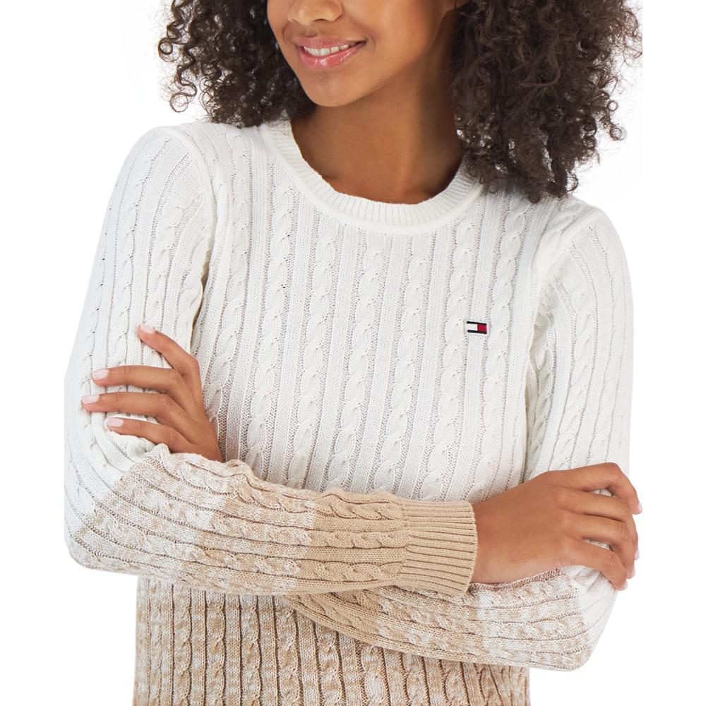 Women's Cotton Ombré Cable-Knit Sweater商品第3张图片规格展示
