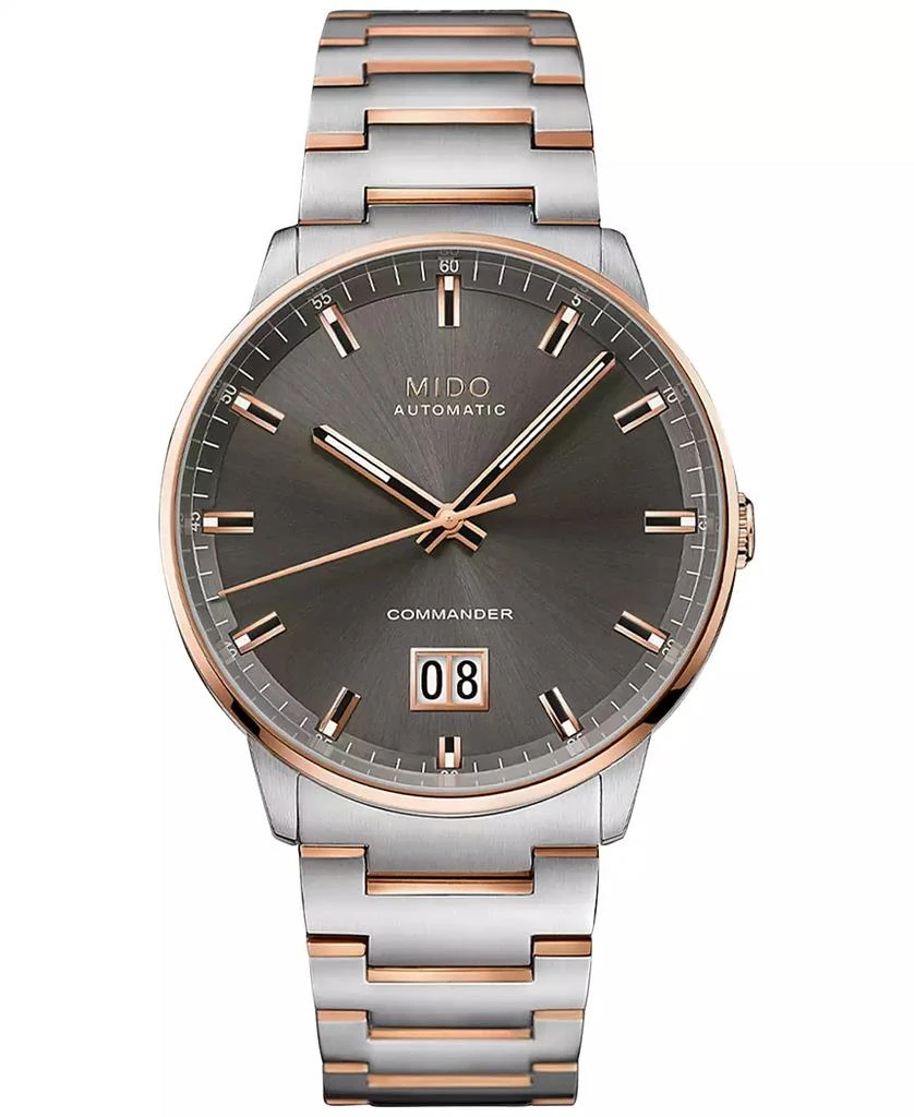 商品MIDO|Men's Swiss Automatic Commander Big Date Two Tone Stainless Steel Bracelet Watch 42mm,价格¥8497,第3张图片详细描述