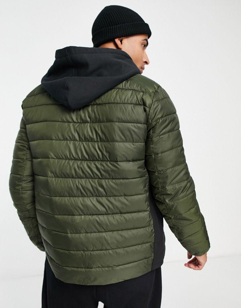 Calvin Klein polyester lightweight hooded puffer jacket in dark green商品第2张图片规格展示