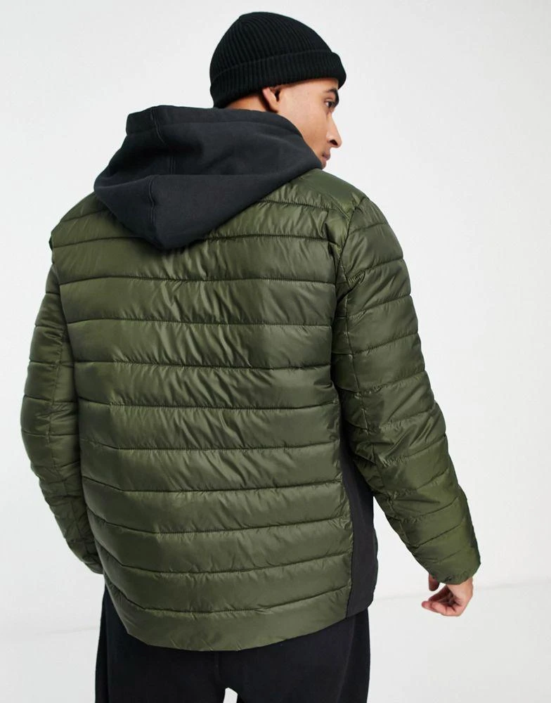 商品Calvin Klein|Calvin Klein polyester lightweight hooded puffer jacket in dark green,价格¥1266,第2张图片详细描述