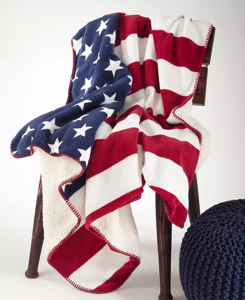 商品Saro Lifestyle|US Flag Design Sherpa Throw, 50" x 60",价格¥450,第1张图片
