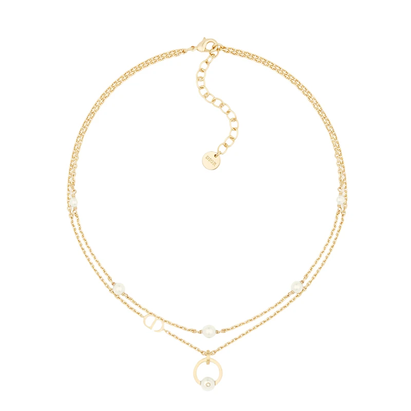 商品Dior|【包税】DIOR/迪奥 22新款PETIT CD系列 女士金色饰面金属“CD”标志白色树脂珠饰项链N1819PTCCY_D03S,价格¥4491,第1张图片