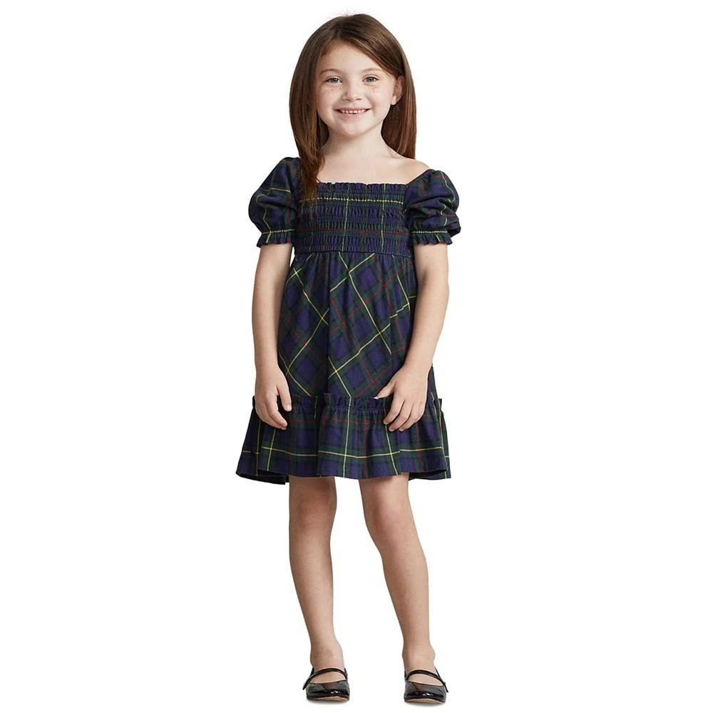 商品Ralph Lauren|Toddler and Little Girls Plaid Smocked Cotton Jersey Dress,价格¥242,第1张图片