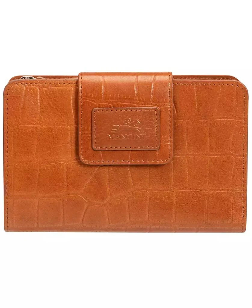 商品Mancini Leather Goods|Women's Croco Collection RFID Secure Mini Clutch Wallet,价格¥367,第1张图片