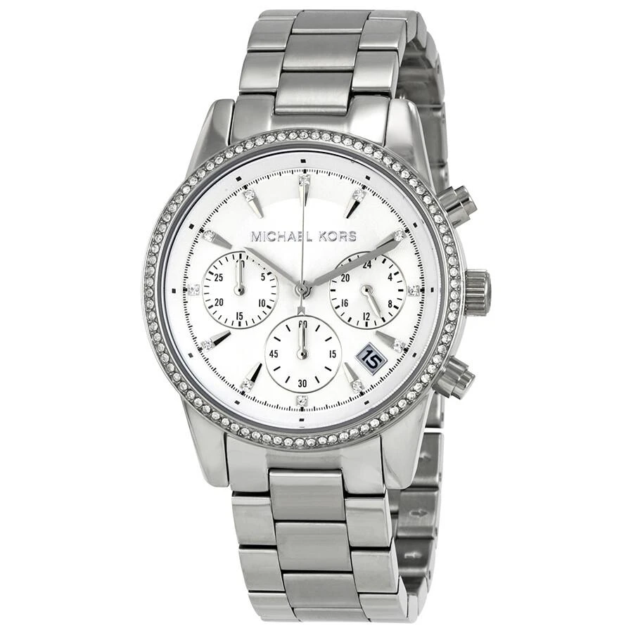 商品Michael Kors|Ritz Chronograph White Dial Ladies Watch MK6428,价格¥990,第1张图片