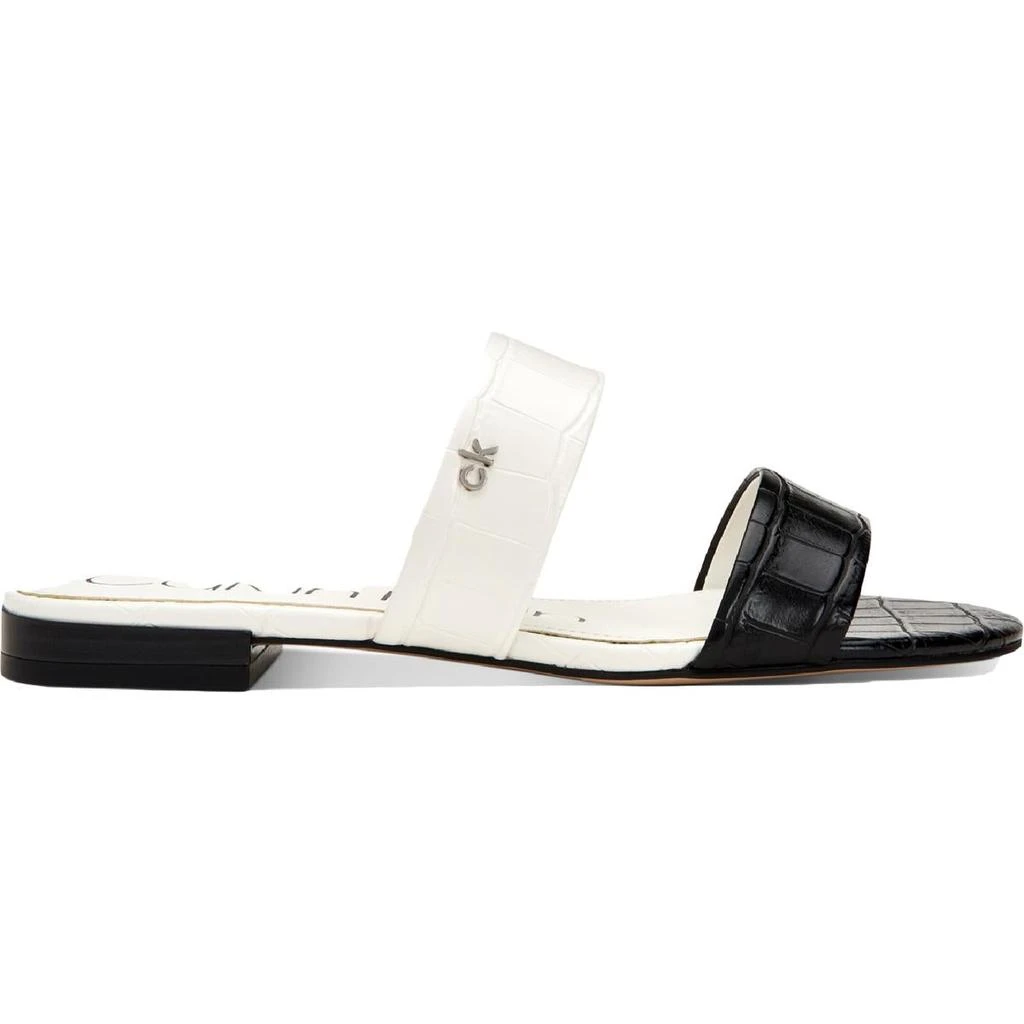 商品Calvin Klein|Calvin Klein Womens Elliana Croc Embossed Embossed Color Block Flat Sandals,价格¥130,第3张图片详细描述