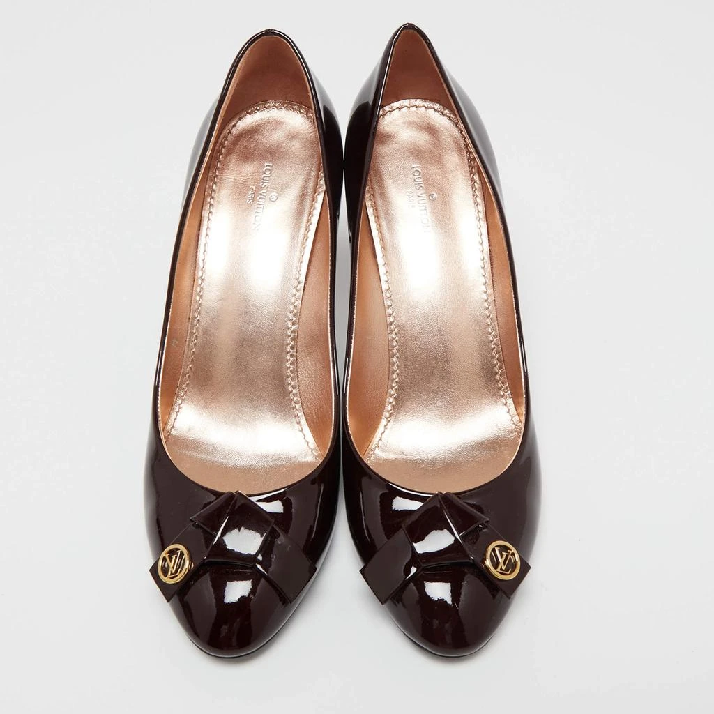 商品[二手商品] Louis Vuitton|Louis Vuitton Burgundy Patent Leather Fiance Bow Pumps Size 38.5,价格¥4358,第3张图片详细描述