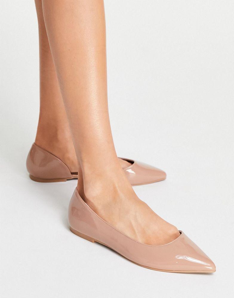 ASOS DESIGN Wide Fit Virtue d'orsay pointed ballet flats in beige patent商品第3张图片规格展示