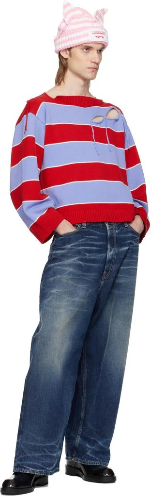 商品Charles Jeffrey Loverboy|红色 & 蓝色 Slash Stripe 针织衫,价格¥2522,第4张图片详细描述