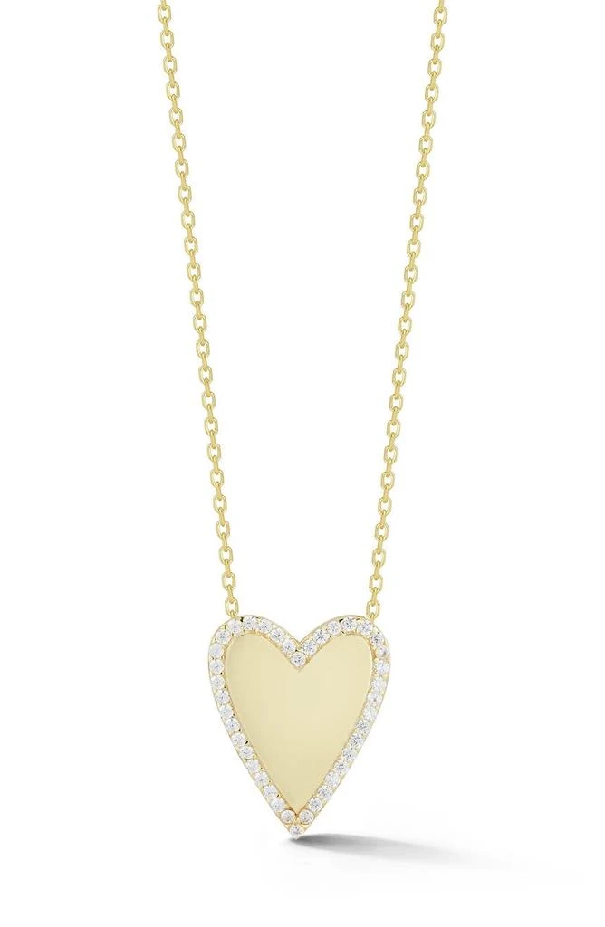 商品GLAZE JEWELRY|14K Yellow Gold Vermeil CZ Halo Heart Pendant Necklace,价格¥410,第1张图片