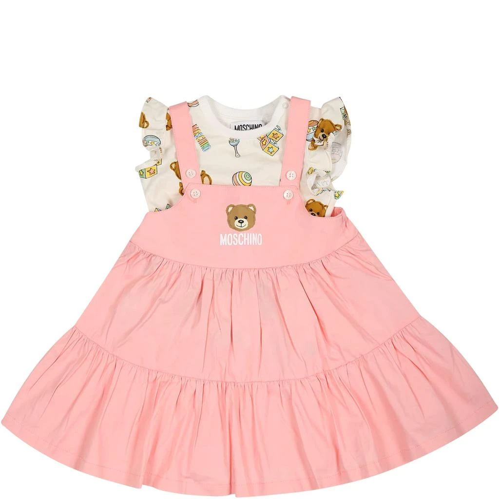 商品Moschino|Multicolor Suit For Baby Girl With Teddy Bear And Logo,价格¥1291,第1张图片