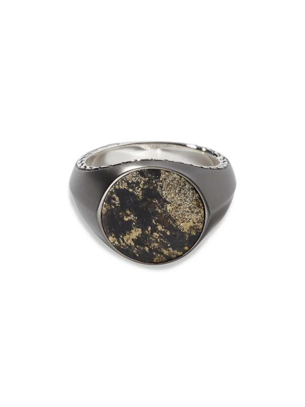 商品John Hardy|Classic Chain Rhodium Plated Sterling Silver & Apache Gold Signet Ring,价格¥3125,第1张图片