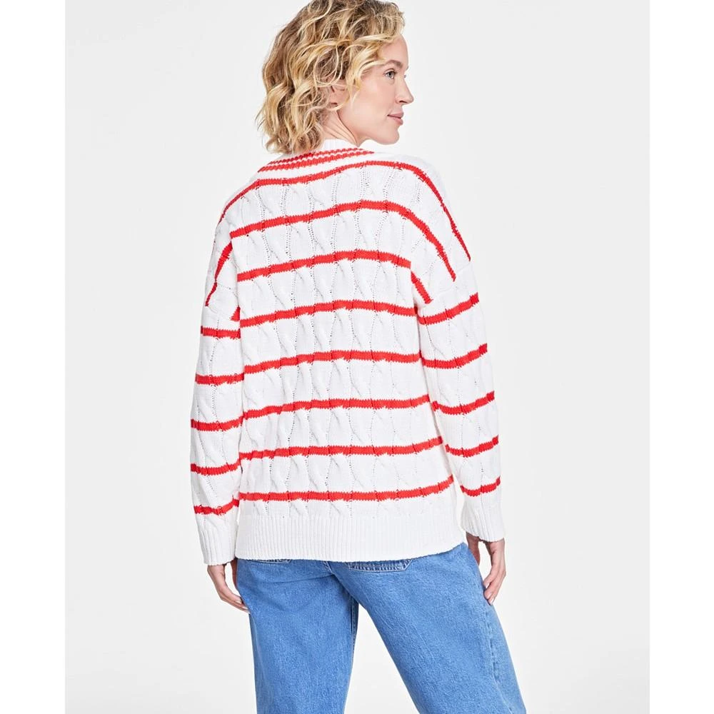 商品On 34th|Women's V-Neck Cable-Knit Rugby Sweater, Created for Macy's,价格¥208,第4张图片详细描述