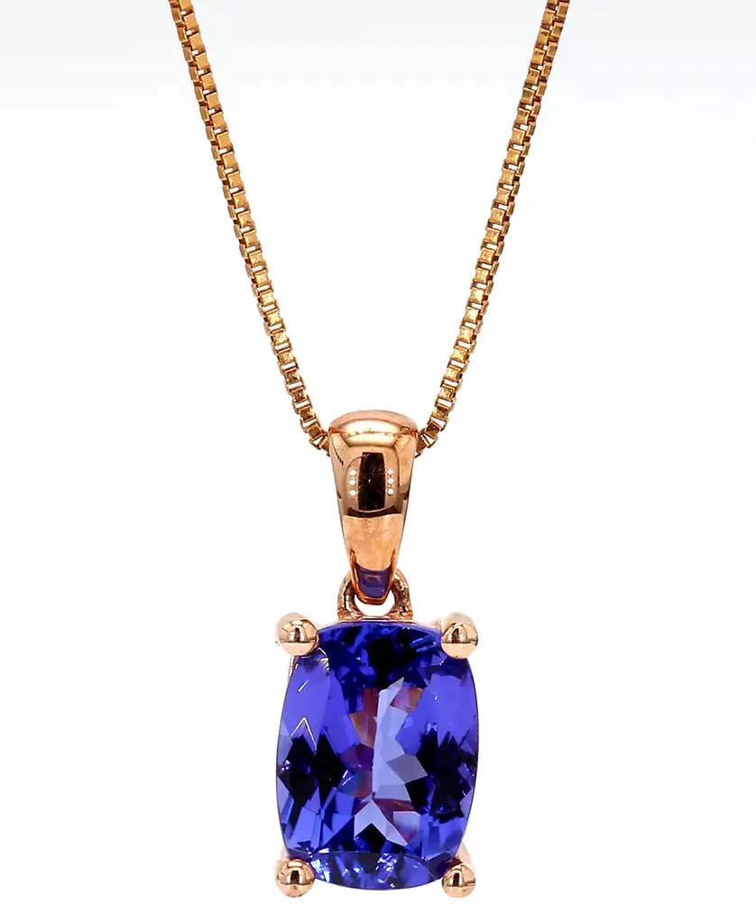 商品Macy's|Tanzanite Cushion-Cut Solitaire 18" Pendant Necklace (1-1/2 ct. t.w.) in 10k Rose Gold,价格¥6409,第1张图片