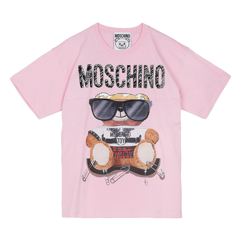 MOSCHINO短袖莫斯奇诺奢侈品女士 Mixed Teddy Bear经典logo小熊短袖圆领平纹针织T恤春夏上衣女款灰色时尚礼物07025540 V3001（清仓特价）商品第7张图片规格展示