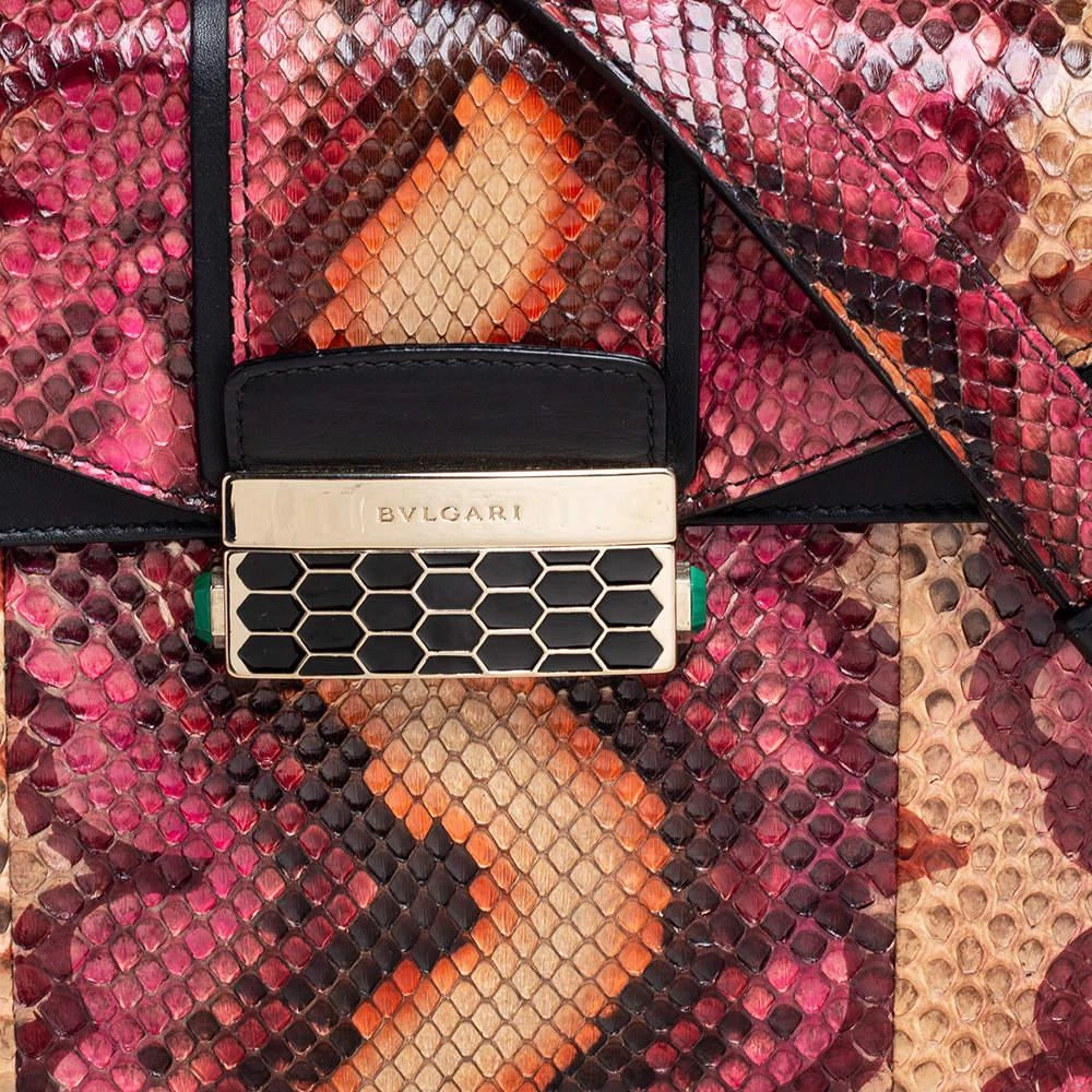 商品[二手商品] BVLGARI|Bvlgari Multicolor Python and Leather Serpenti Viper Top Handle Bag,价格¥8020,第5张图片详细描述