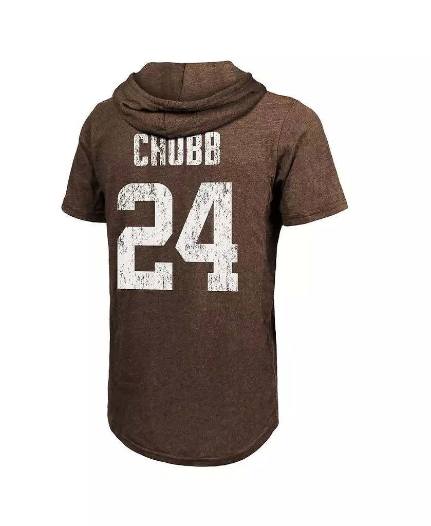 商品Majestic|Men's Fanatics Nick Chubb Brown Cleveland Browns Player Name and Number Tri-Blend Hoodie T-shirt,价格¥329,第3张图片详细描述