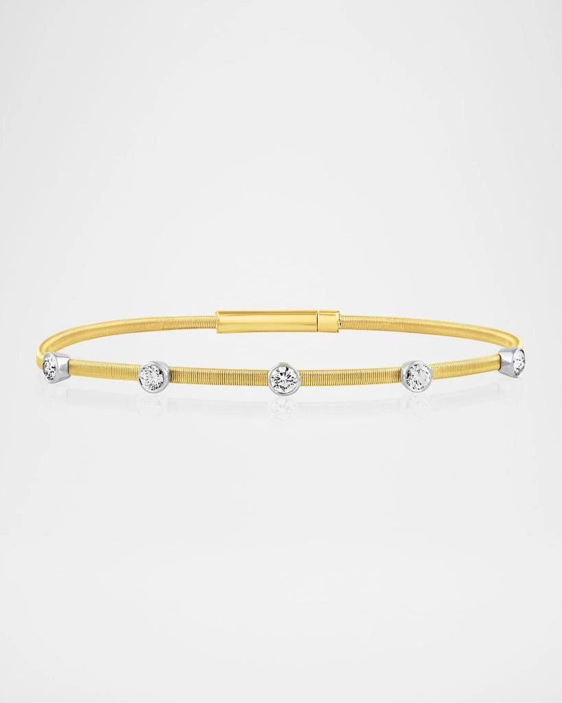 商品Cassidy Diamonds|Smooth Wire 5-Stone Diamond Bangle in 18K Gold,价格¥23527,第1张图片