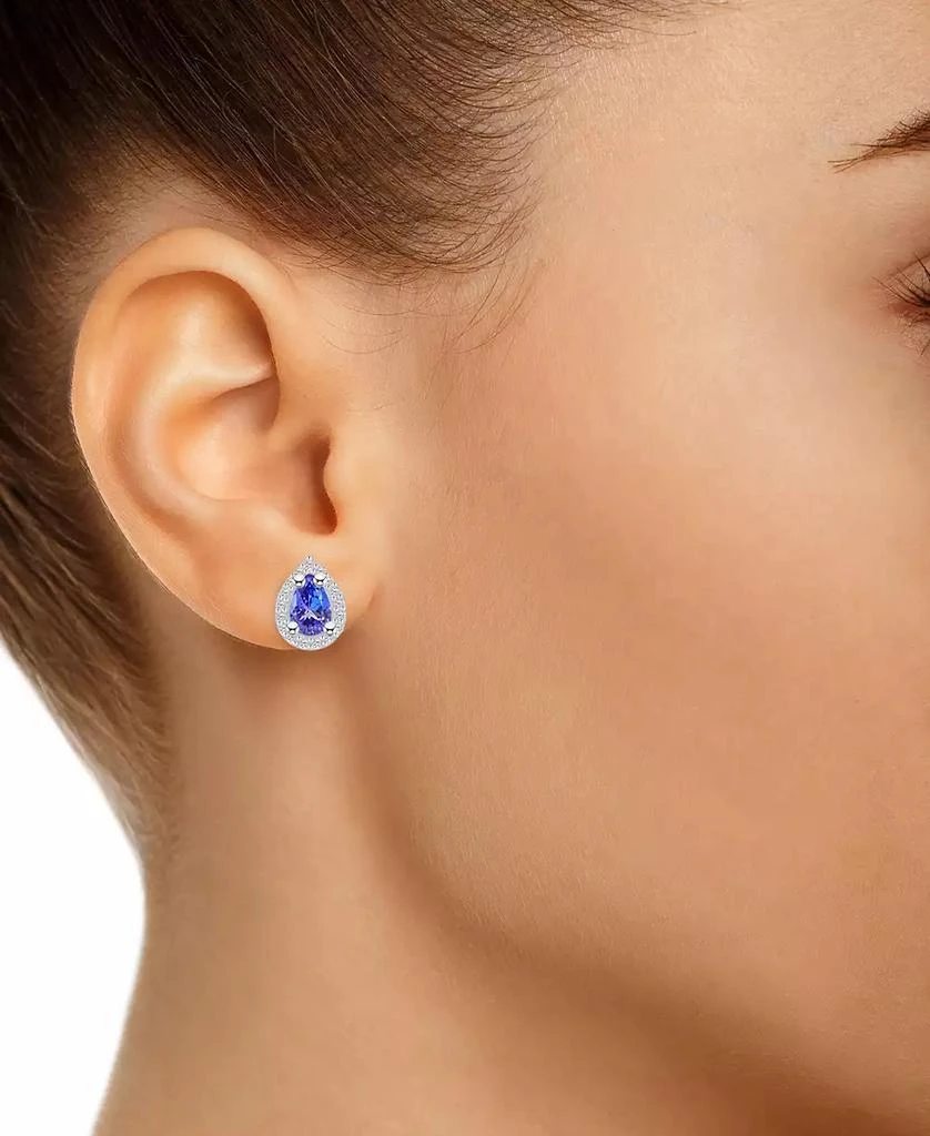 商品Macy's|Tanzanite (3/4 Ct. t.w.) and Diamond (1/6 Ct. t.w.) Halo Stud Earrings,价格¥9021,第2张图片详细描述