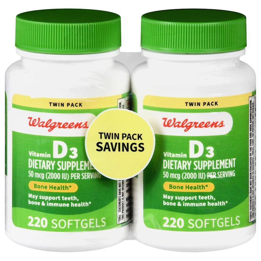 商品Walgreens|Vitamin D3 50 mcg Softgels (440 days),价格¥291,第1张图片